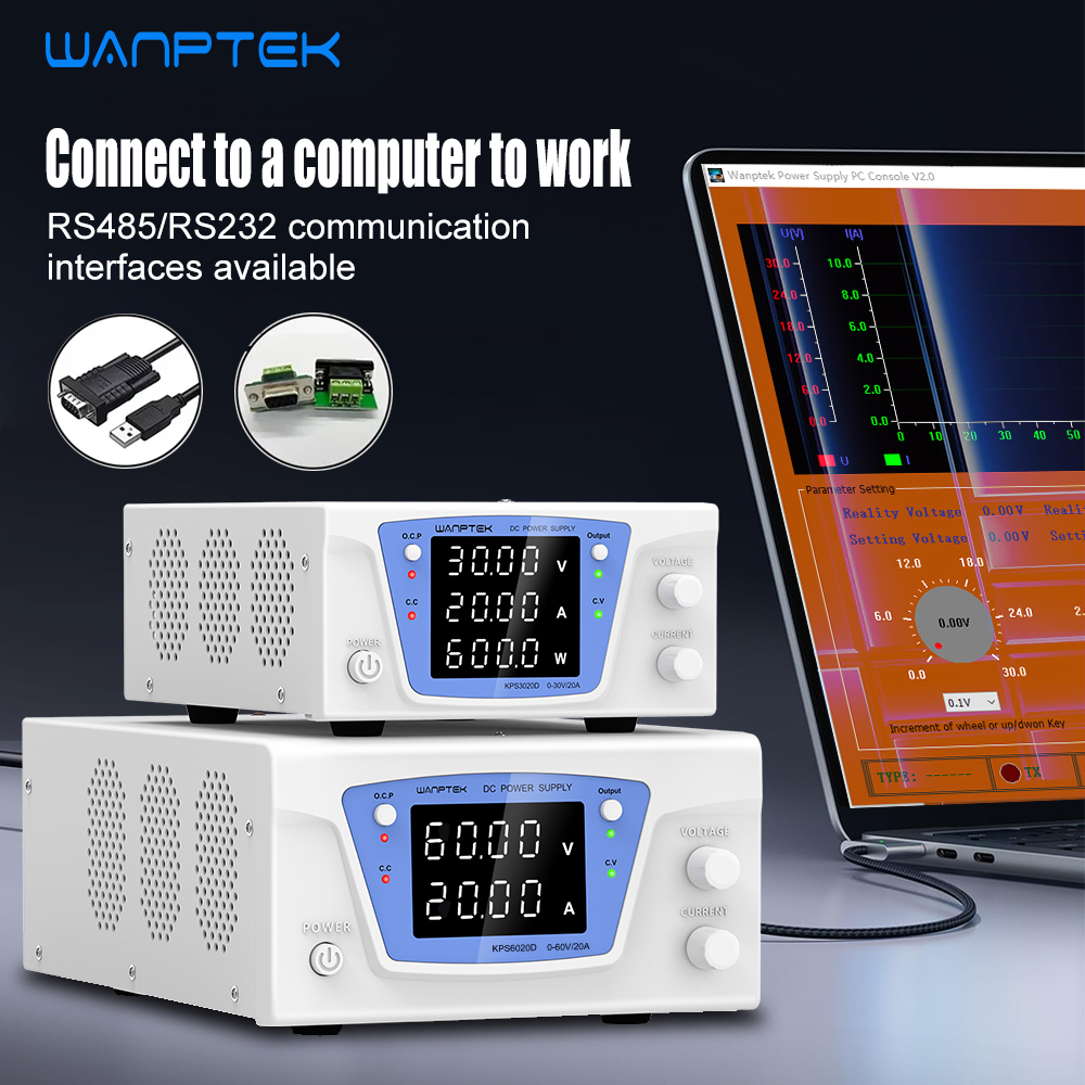 Programmable Dc Power Supply 60V 10A - Wanptek rs485/rs232 laboratório programável ajustável dc